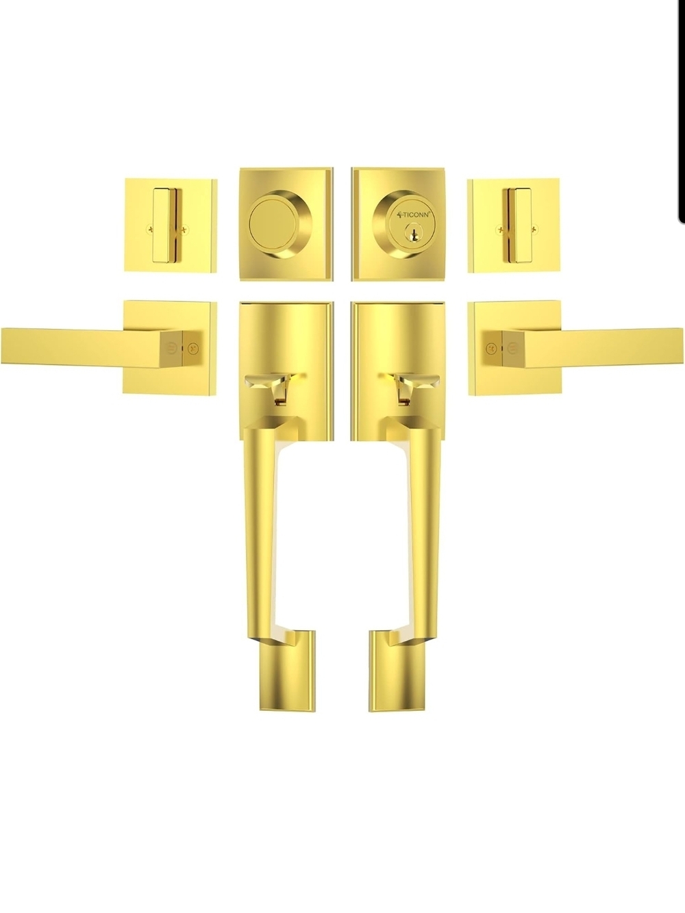 Gold Finish Door Handle and Deadbolt Set - Modern Home Hardware